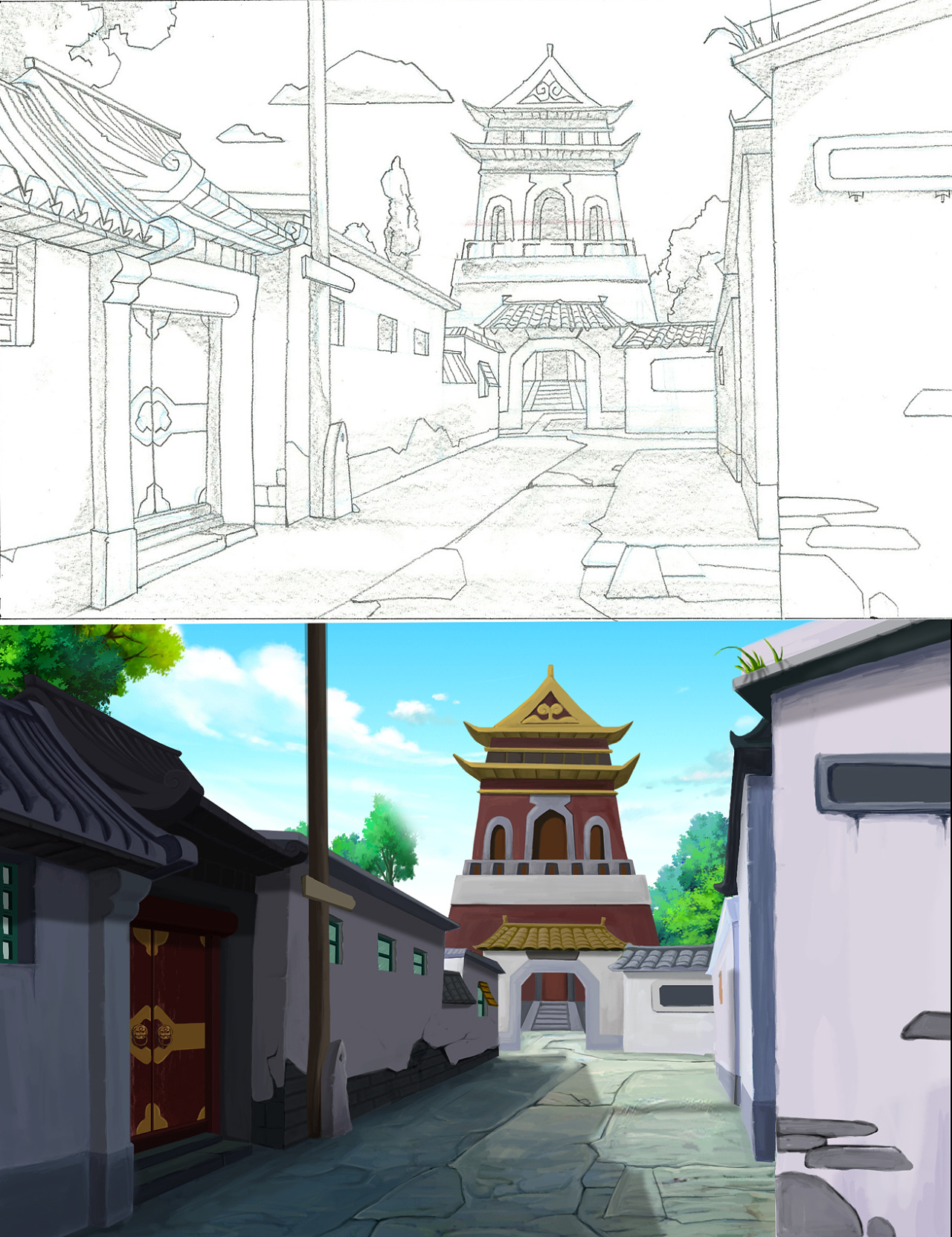 手绘动画片场景绘制 动画设计的艺术灵魂